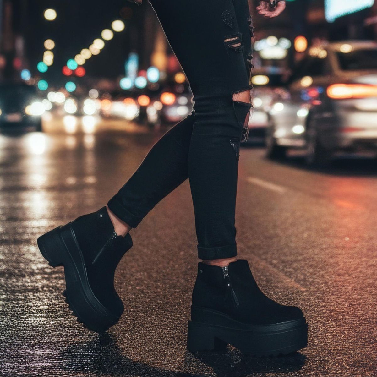 POZATINI - BOTIN GAMUZA PLATAFORMA MUJER