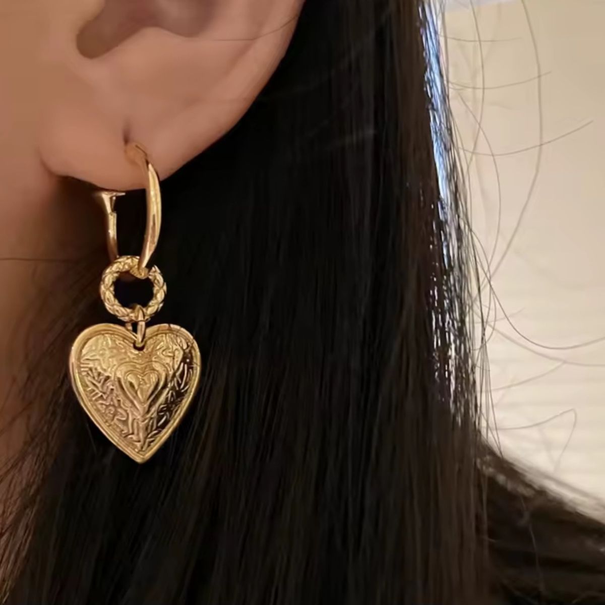 GENERICO - Aros Corazón colgante acero inoxidable