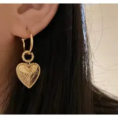 GENERICO - Aros Corazón colgante acero inoxidable