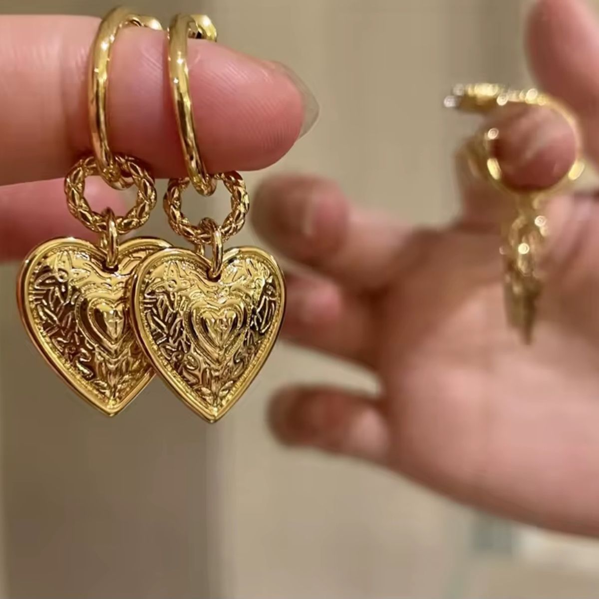 GENERICO - Aros Corazón colgante acero inoxidable