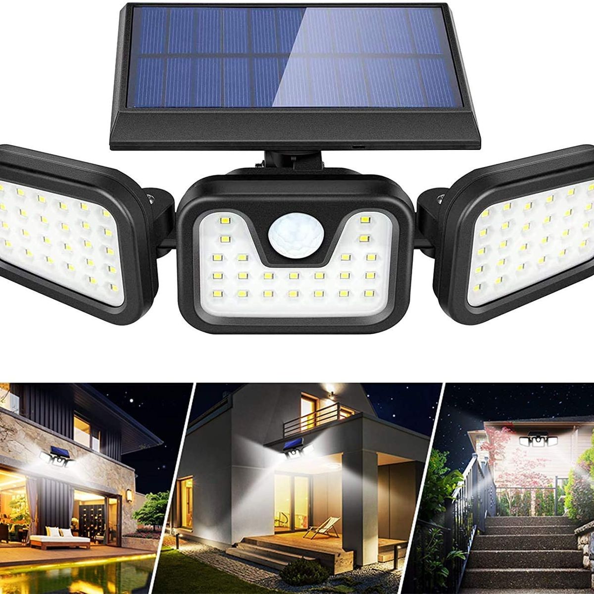 PUREPOWER - 74 LED Solar Wall Light Waterproof with Motion Sensor