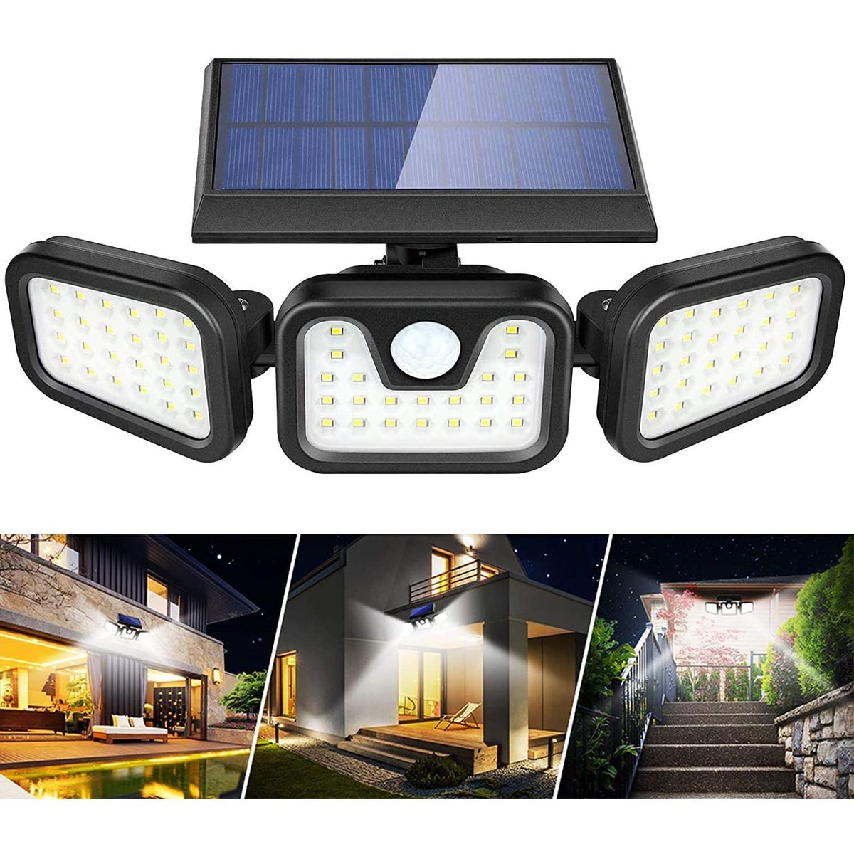 PUREPOWER - 74 LED Solar Wall Light Waterproof with Motion Sensor