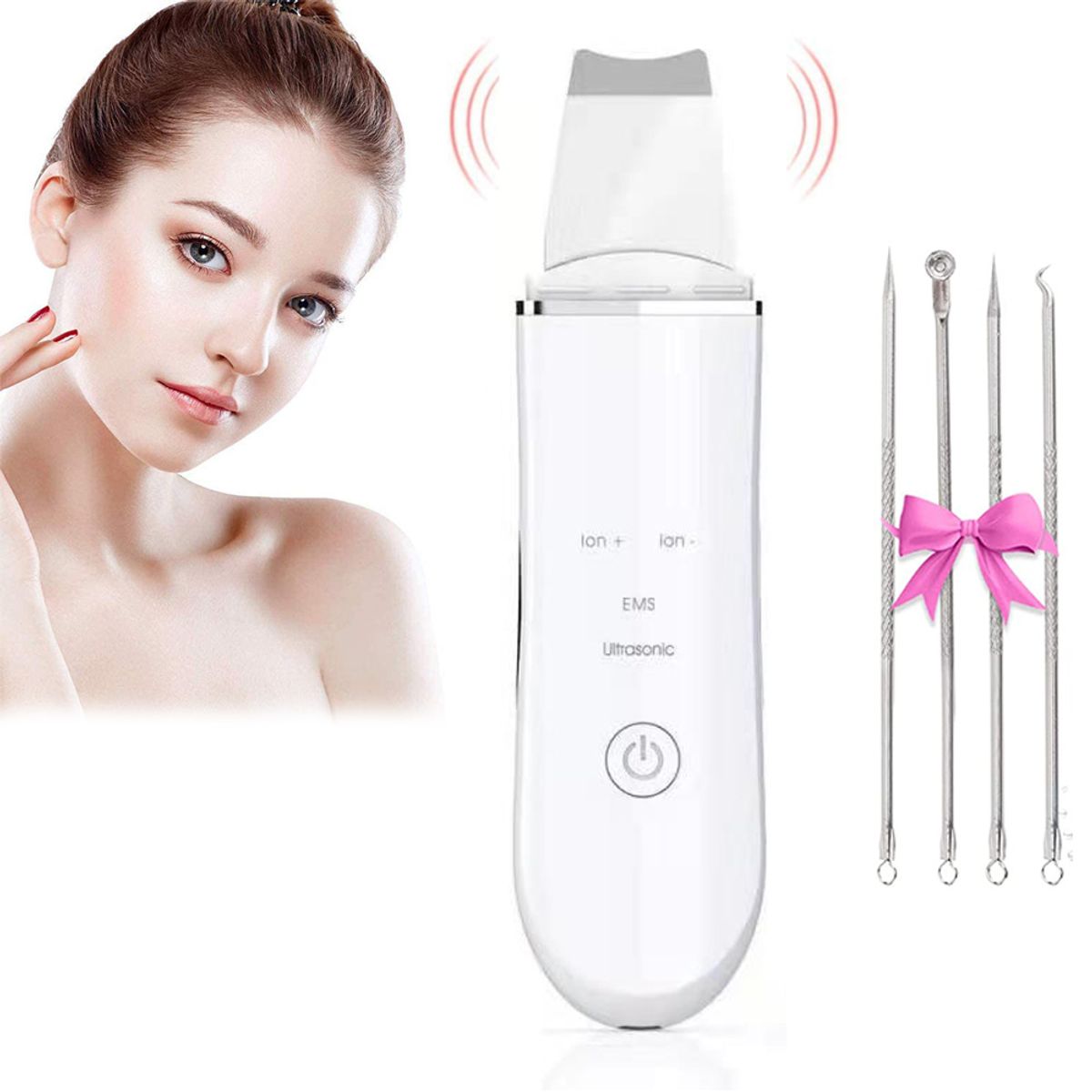 PUREPOWER - Limpiador Facial Ultrasónico, Puntos Negros Nariz Removedor con 5 Aguja para el Acné