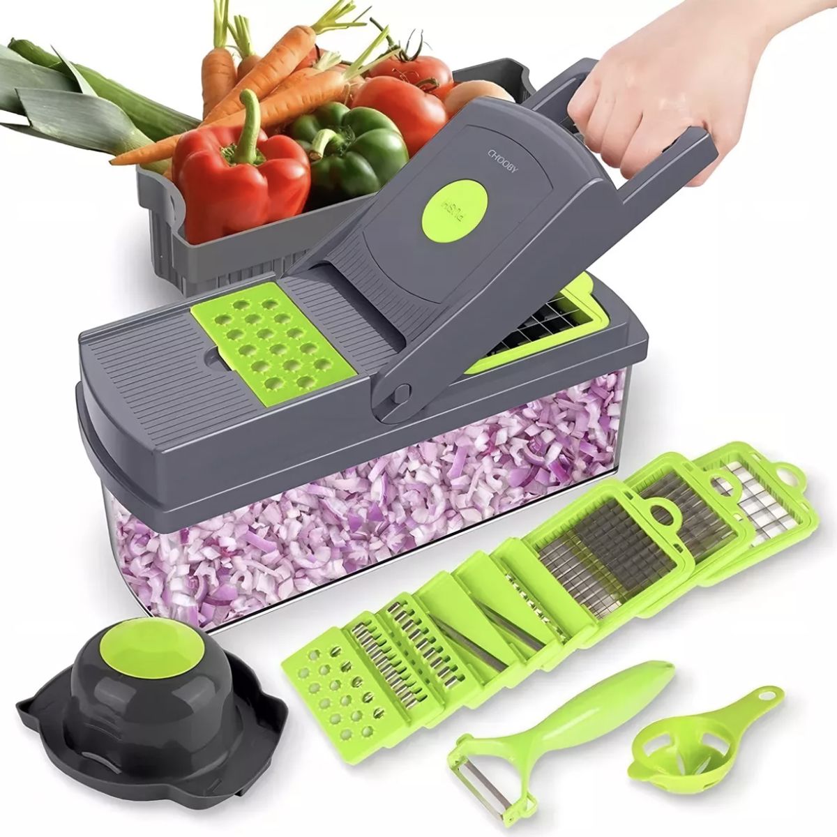 MOMO - Rallador Picador Cortador Frutas Y Verduras Multiuso 14 En 1 Agregar a favoritos