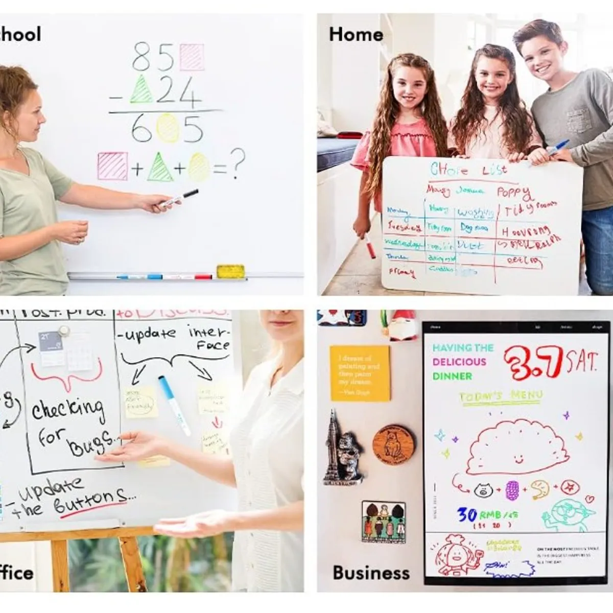 GENERICO - 4 Plumones Para Pizarras Acrilicas Blancas Oficina Colegio