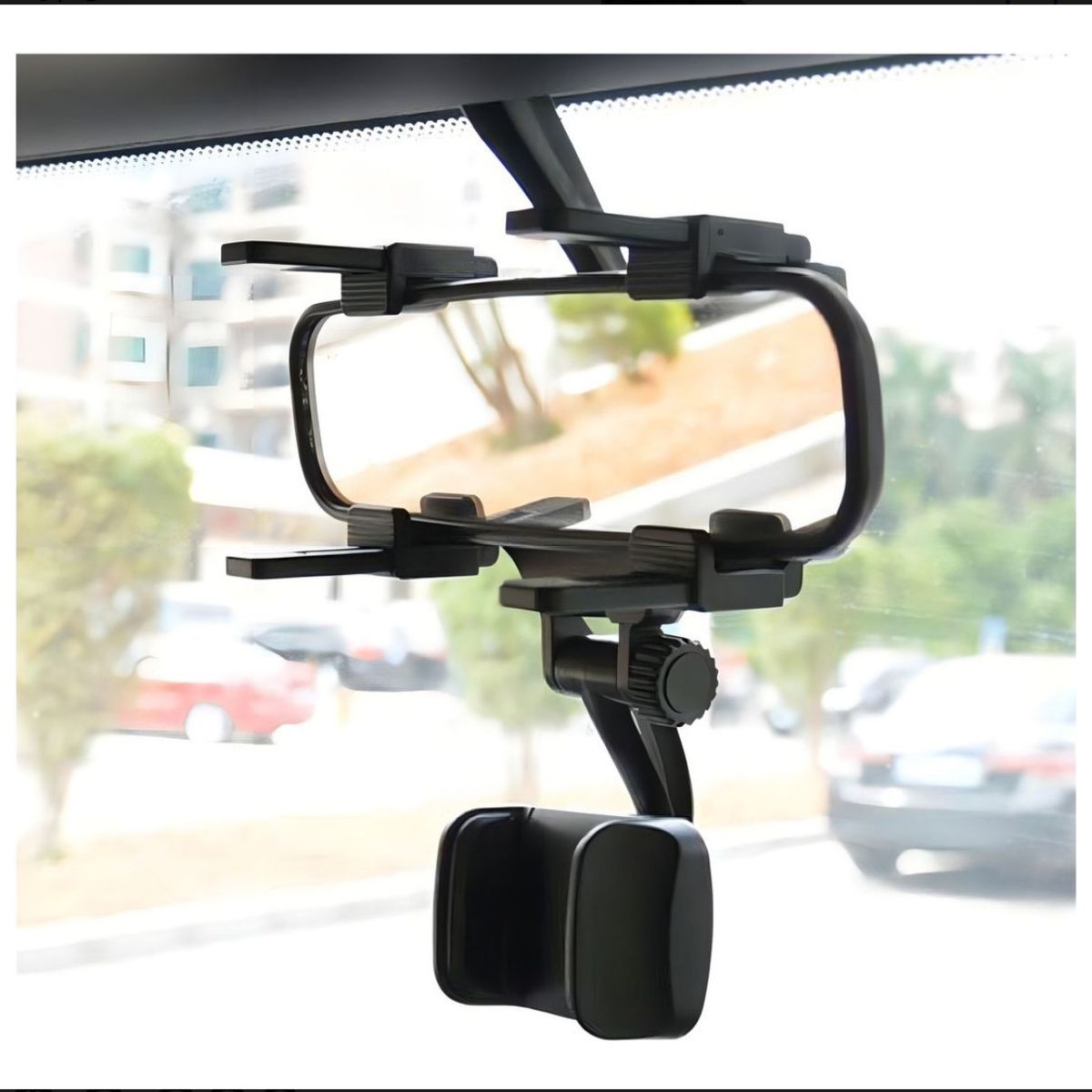 GENERICO - Soporte De Teléfono Porta Celular Auto Retrovisor Universal Color Negro.