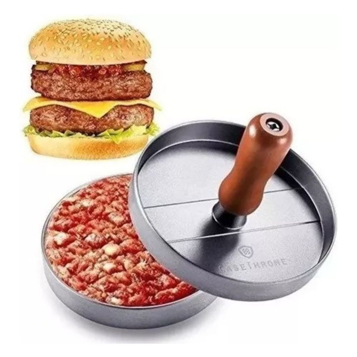 GENERICO - Molde Prensa Hamburguesas Excelente Calidad Burger Color Plateado