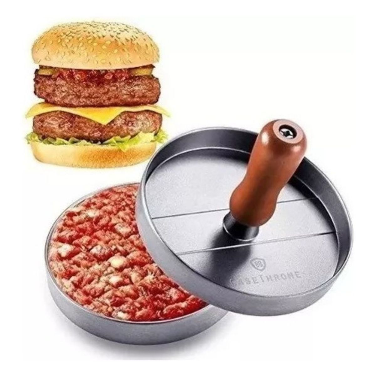 GENERICO - Molde Prensa Hamburguesas Excelente Calidad Burger Color Plateado
