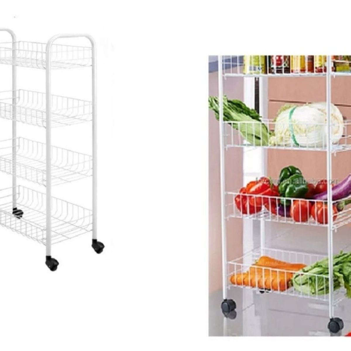 GENERICO - Estante Carrito De Cesta Organizador Verdura Libro 4 Niveles