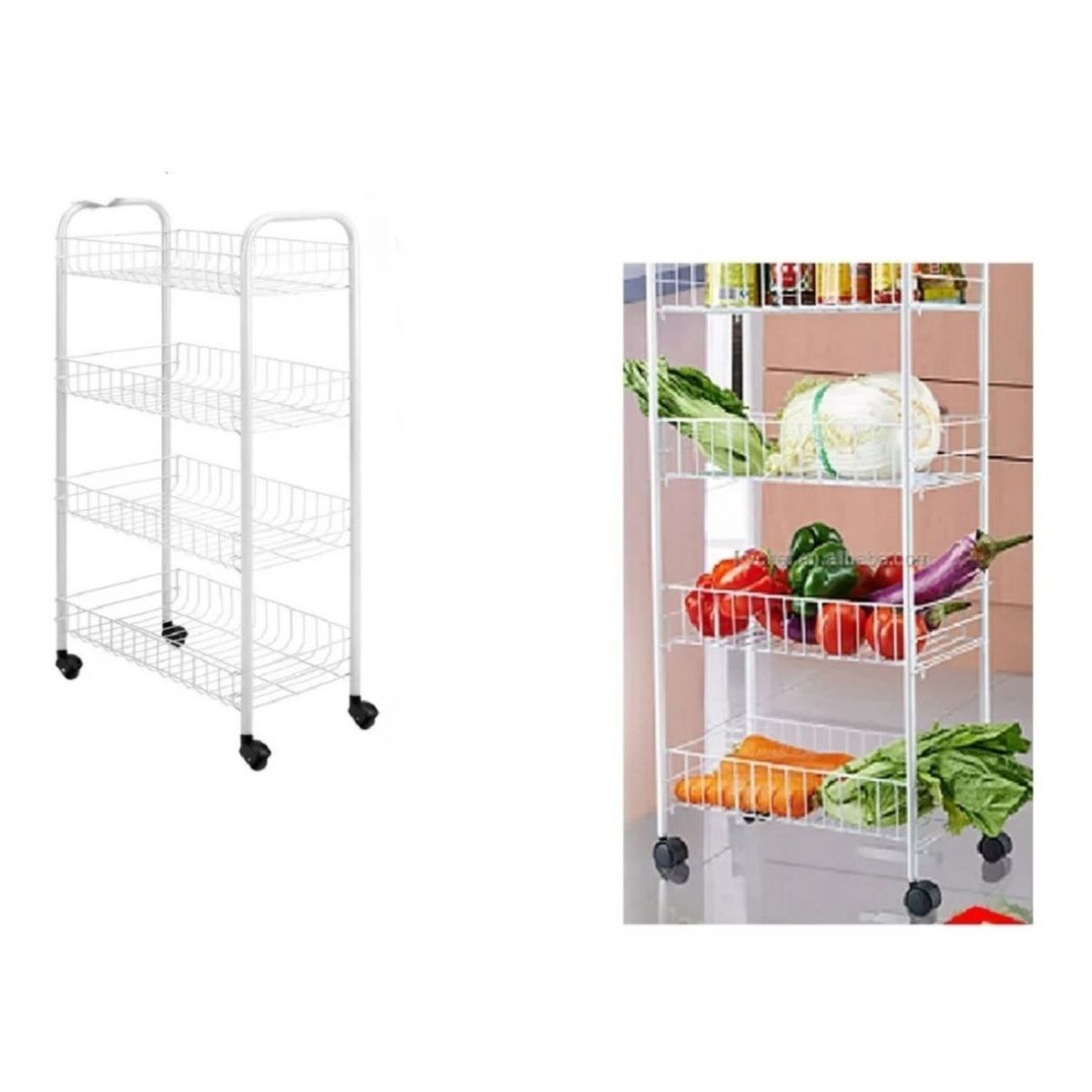 GENERICO - Estante Carrito De Cesta Organizador Verdura Libro 4 Niveles