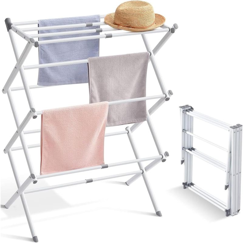 YOMYM - Tendedero Para Ropa Perchero Vertical Retráctil Plegable De 3 Capas