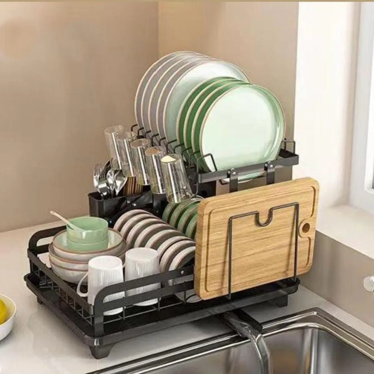 GENERICO - ESCURRIDOR 2025 DOS NIVELES FACIL ARMAR RESISTENTE FIERRO INOXIDABLE