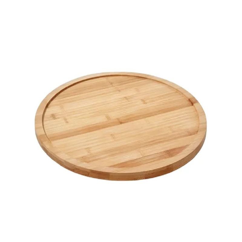 GENERICO - Bandeja Bambu Bandejas Para Servir Bandeja Redonda Tabla 24cm