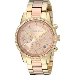 MICHAEL KORS - Reloj Ritz MK6475 Rose Gold Acero Inoxidable Para Mujer.-