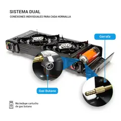 GENERICO - Estufa Camping Portátil 2 Platos Con Encendido Automático