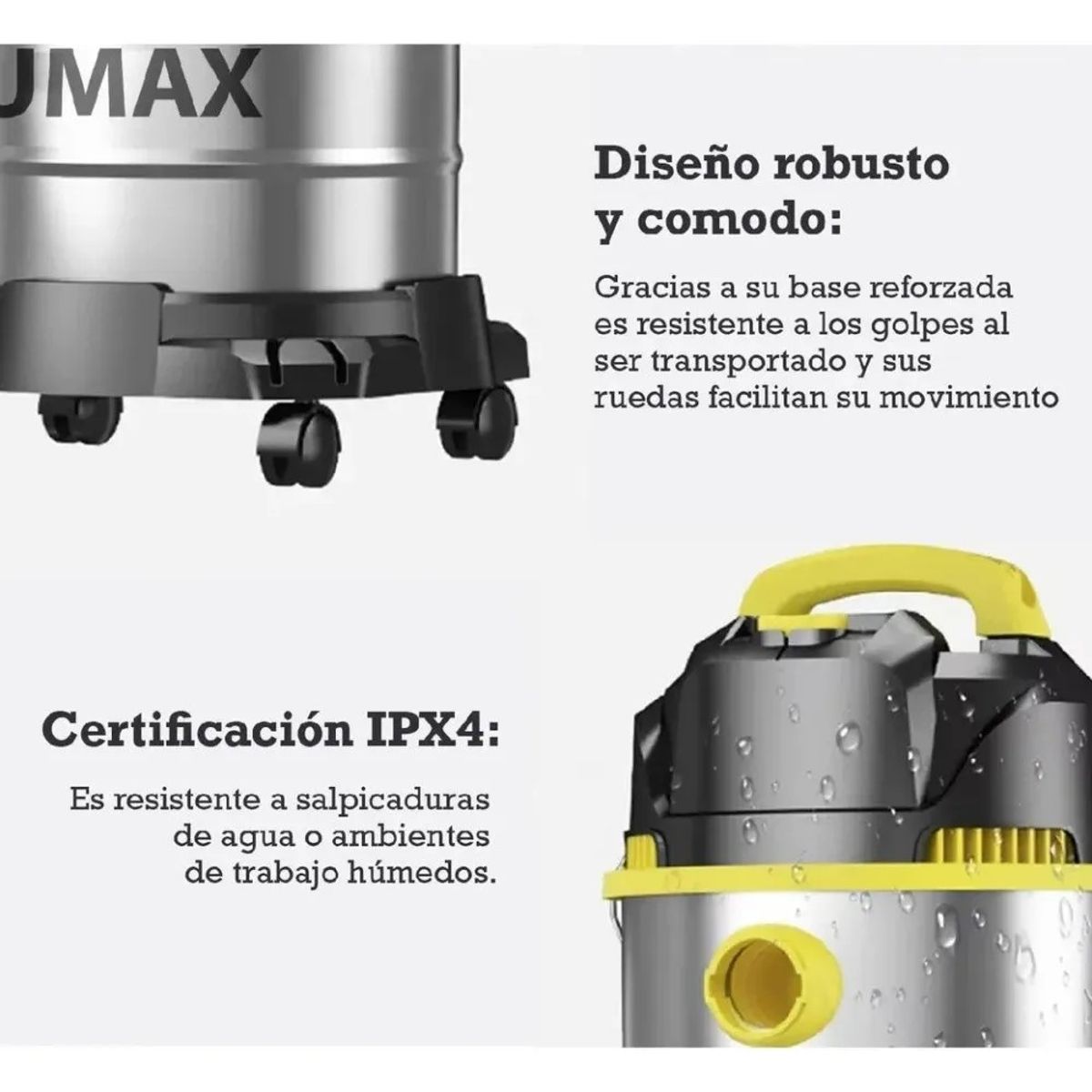 MUNDO MAGIA - Aspiradora Industrial 3300w Acero Inox Aspira Sopla Y Seca