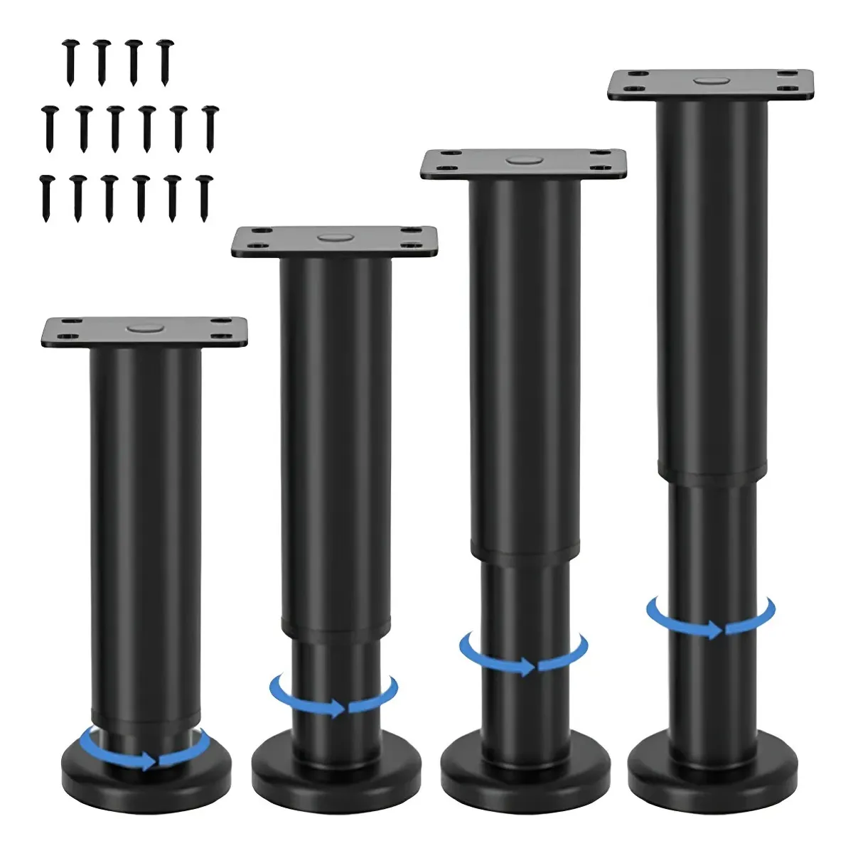 MUNDO MAGIA - 4 Piezas Patas De Metal Ajustables Para Muebles 18cm - 30cm