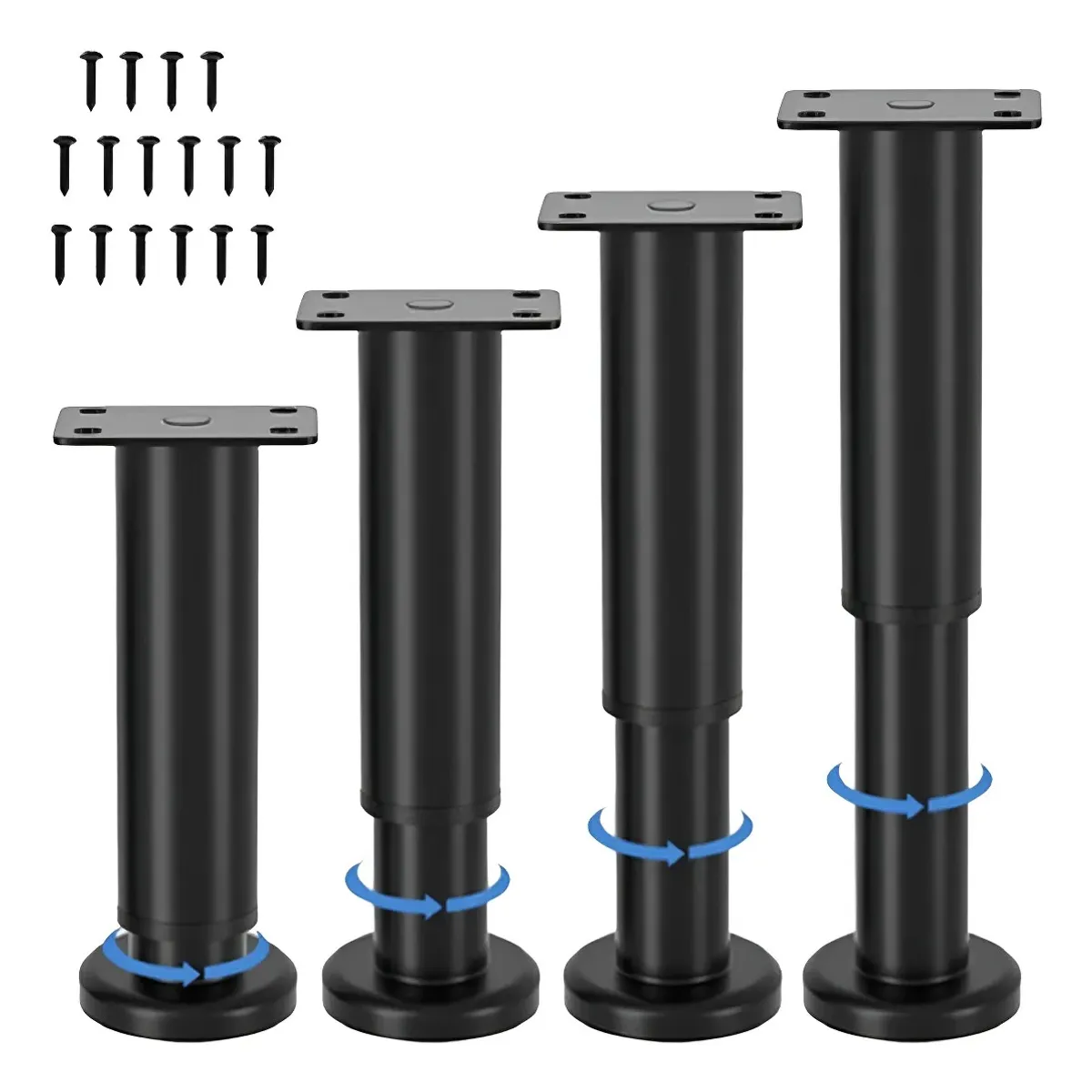 MUNDO MAGIA - 4 Piezas Patas De Metal Ajustables Para Muebles 18cm - 30cm