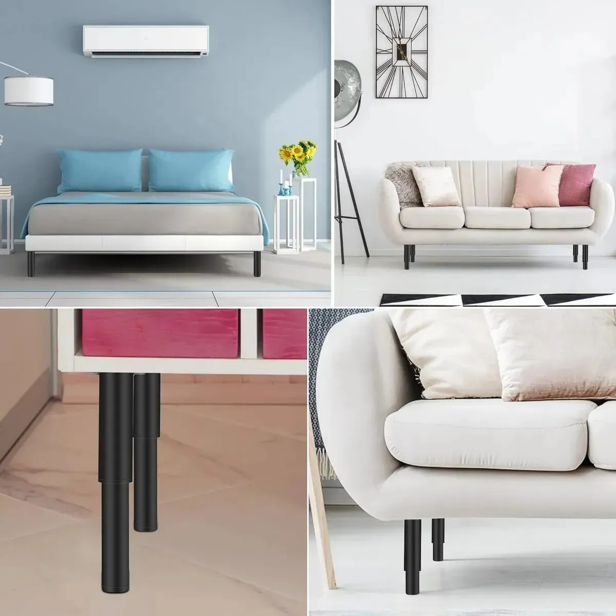 MUNDO MAGIA - 4 Piezas Patas De Metal Ajustables Para Muebles 18cm - 30cm