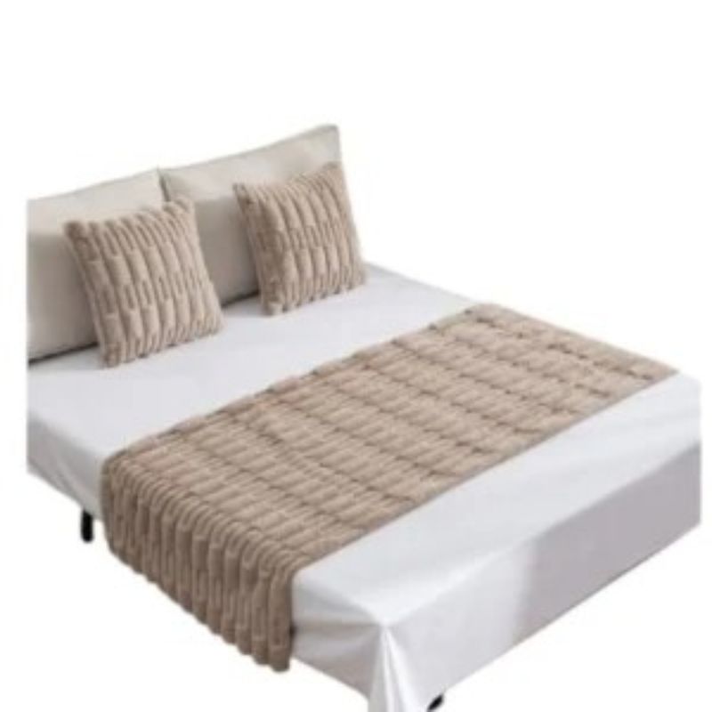 ANGELES DEL HOGAR - SET PIECERA PREMIUM + 2 FUNDAS COJIN TIPO PIEL SUAVE