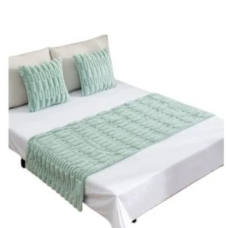 ANGELES DEL HOGAR - SET PIECERA PREMIUM + 2 FUNDAS COJIN TIPO PIEL SUAVE