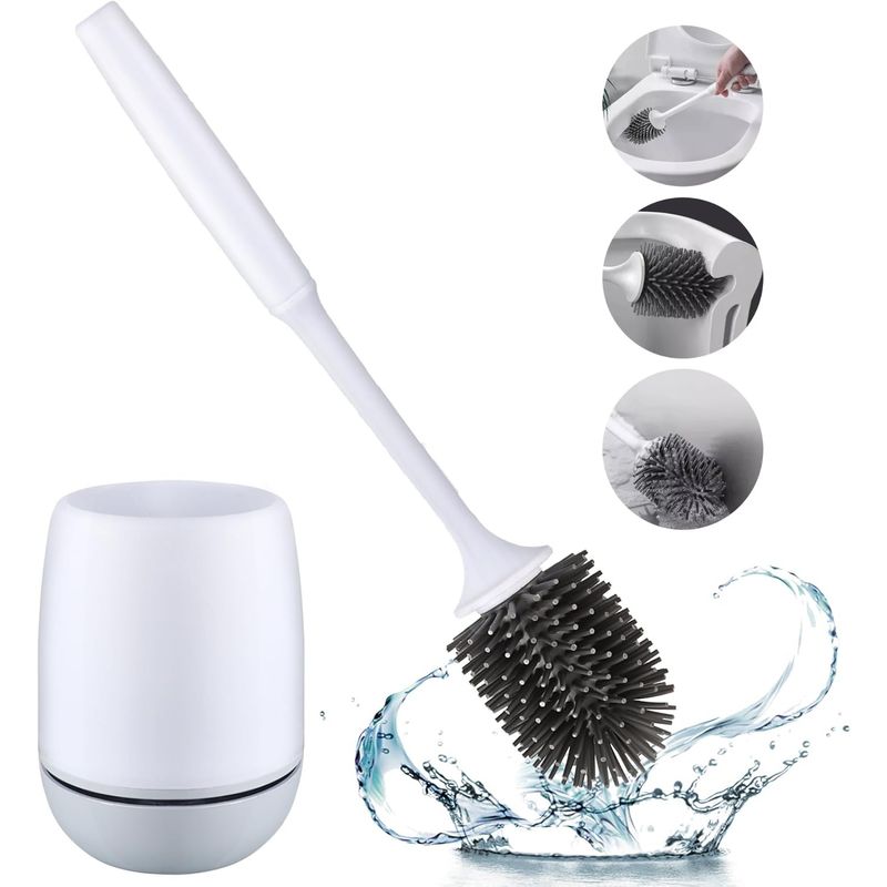 GENERICO - Escobilla De Limpieza De Baño De Silicona Con Soporte