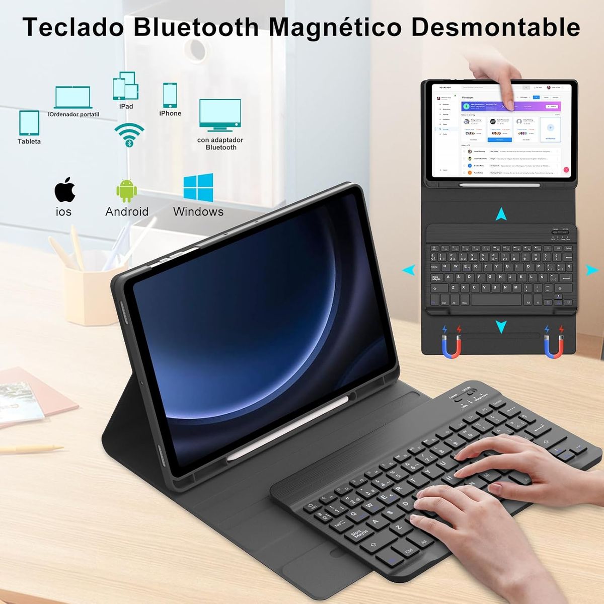 GENERICO - Funda Con Teclado Para Samsung Galaxy Tab S9  S9 Fe 11 Negro