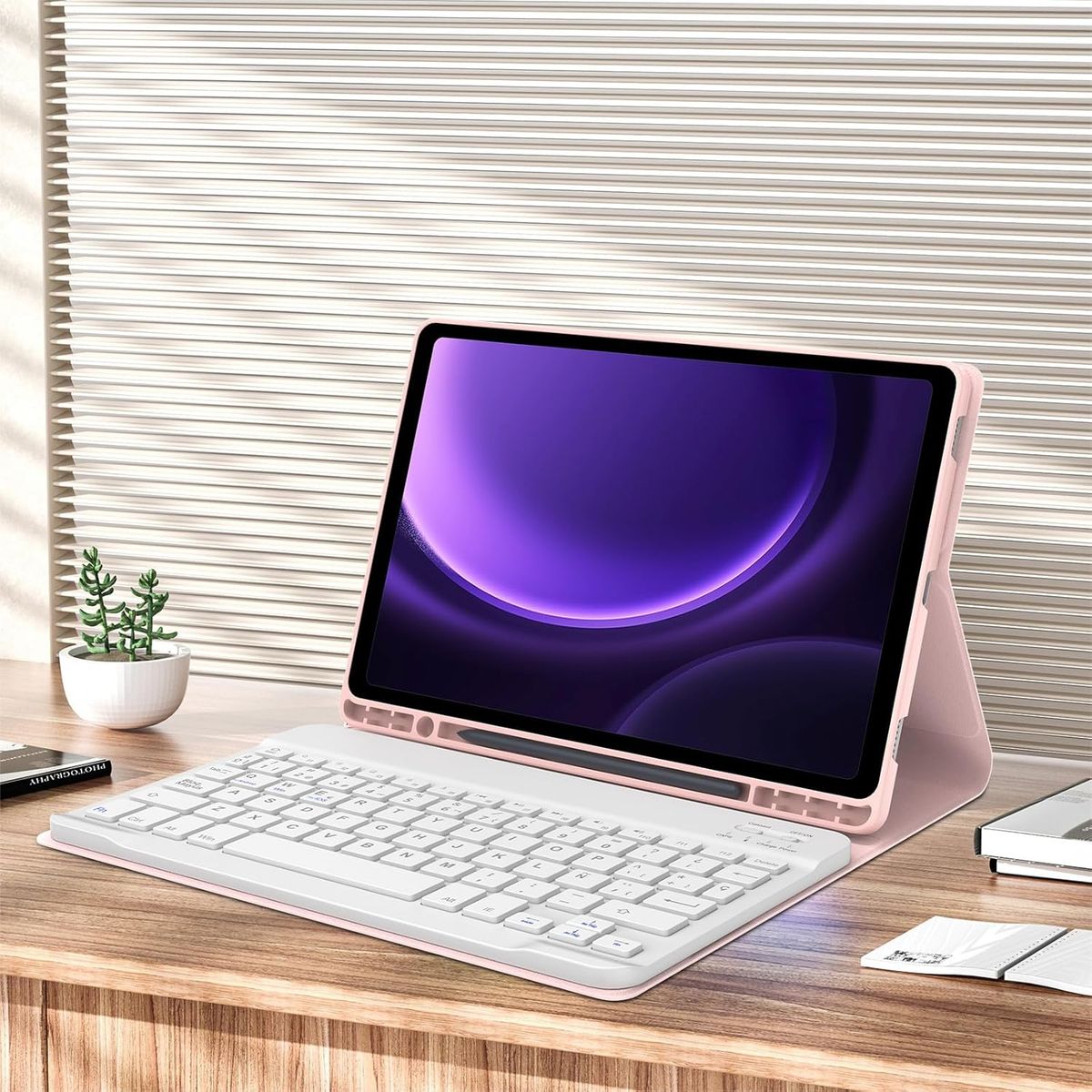 GENERICO - Funda Con Teclado Para Samsung Galaxy Tab S9  S9 Fe 11 Rosa Palo