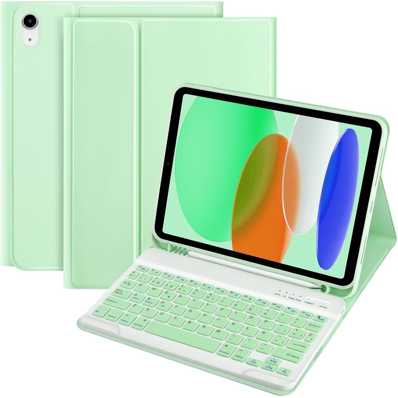 GENERICO - Funda Con Teclado Para Samsung Galaxy Tab S9  S9 Fe 11 Verde Menta