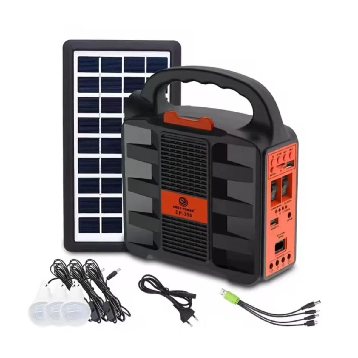 GENERICO - Kit Emergencia Carga Solar Linternas Radio Powerbank USB