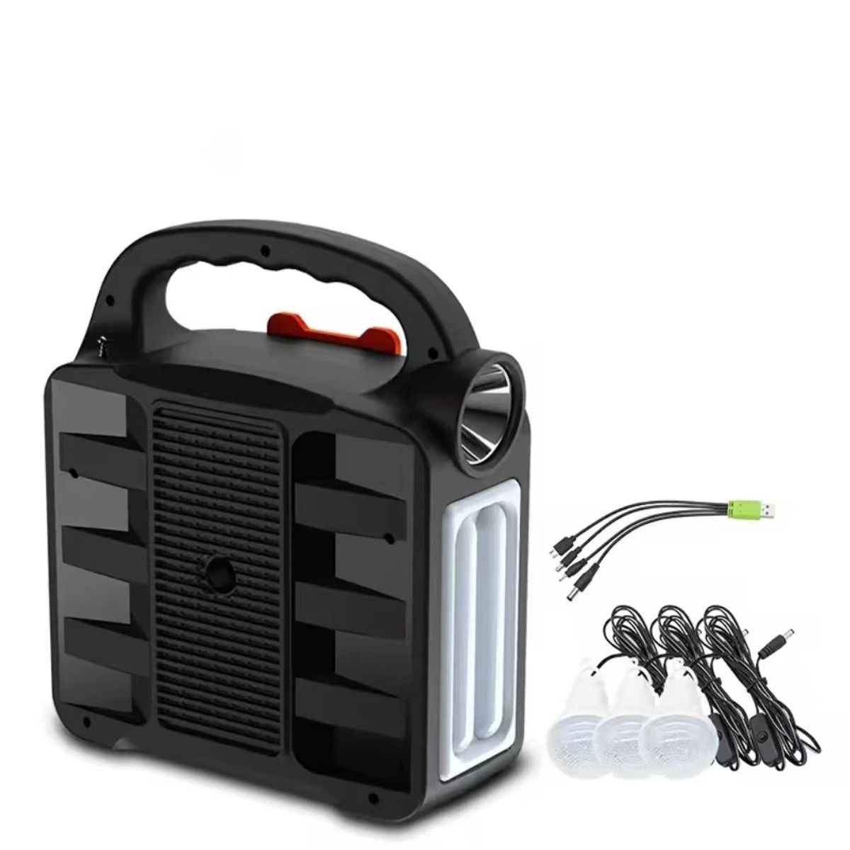 GENERICO - Kit Emergencia Carga Solar Linternas Radio Powerbank USB