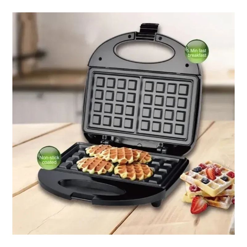 GENERICO - Waflera Maquina Para Hacer Waffles Maquina Waflera Negro