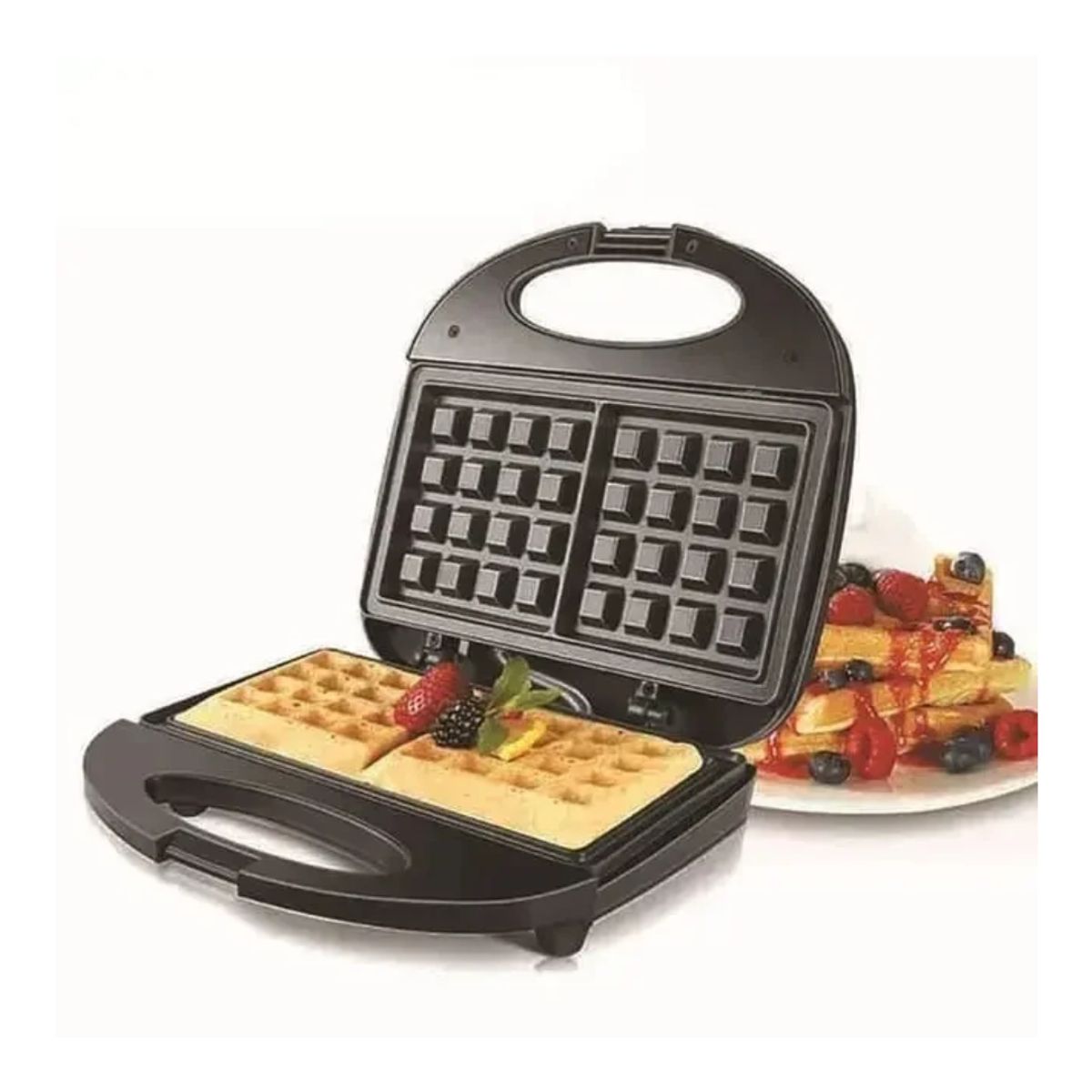 GENERICO - Waflera Maquina Para Hacer Waffles Maquina Waflera Negro