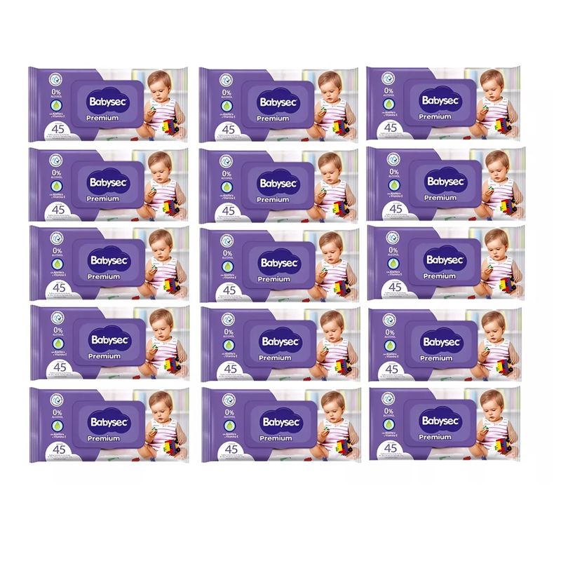 BABYSEC - X15 Toallitas Húmedas Babysec Premium Paquete 45 Toallitasc/u