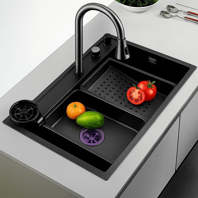 GENERICO - Lavaplatos Multifuncional Cascada empotrado 75x45  Dante Negro