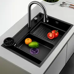 GENERICO - Lavaplatos Multifuncional Cascada empotrado 75x45 Dante Negro