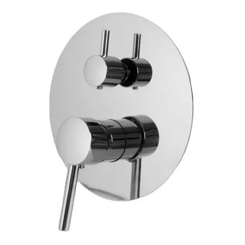 GENERICO - Llave Monomando Ducha Empotrado Inox Al Muro Redondo 3 Vias
