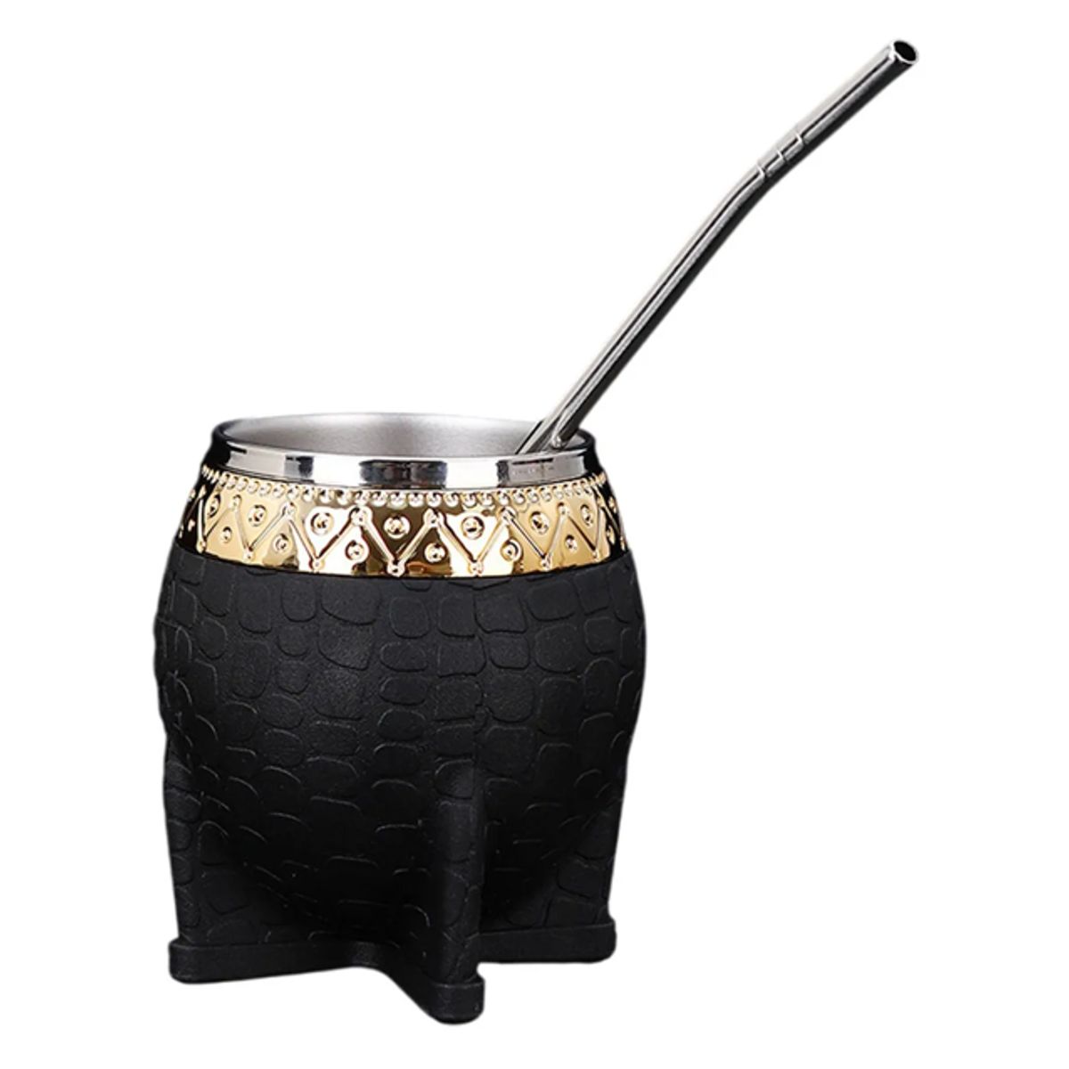 GENERICO - Set De Mate 260 Ml + Bombilla Clásico Negro