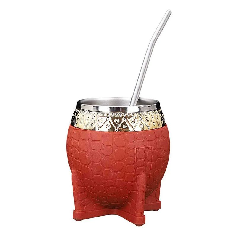 GENERICO - Set De Mate 260 Ml + Bombilla Clásico Naranja