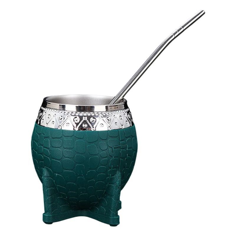 GENERICO - Set De Mate 260 Ml + Bombilla Clásico Verde