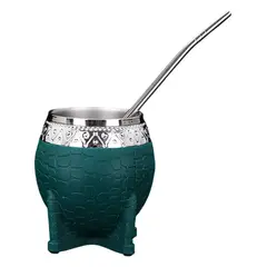 GENERICO - Set De Mate 260 Ml + Bombilla Clásico Verde