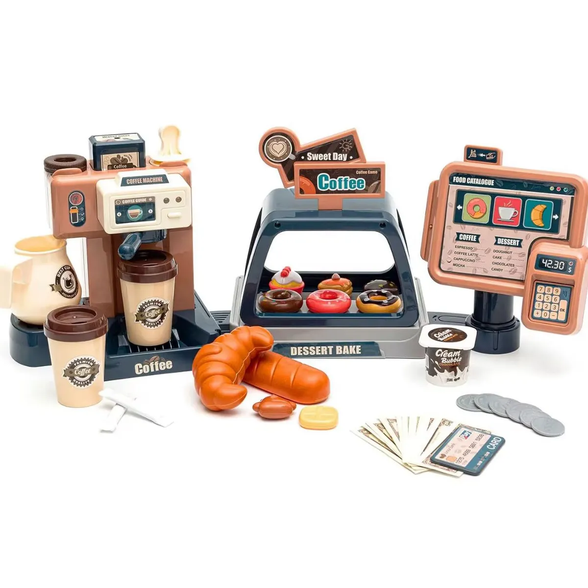GENERICO - Juguete Cafetería 3 En 1 Registradora Cafetera Y Pasteles