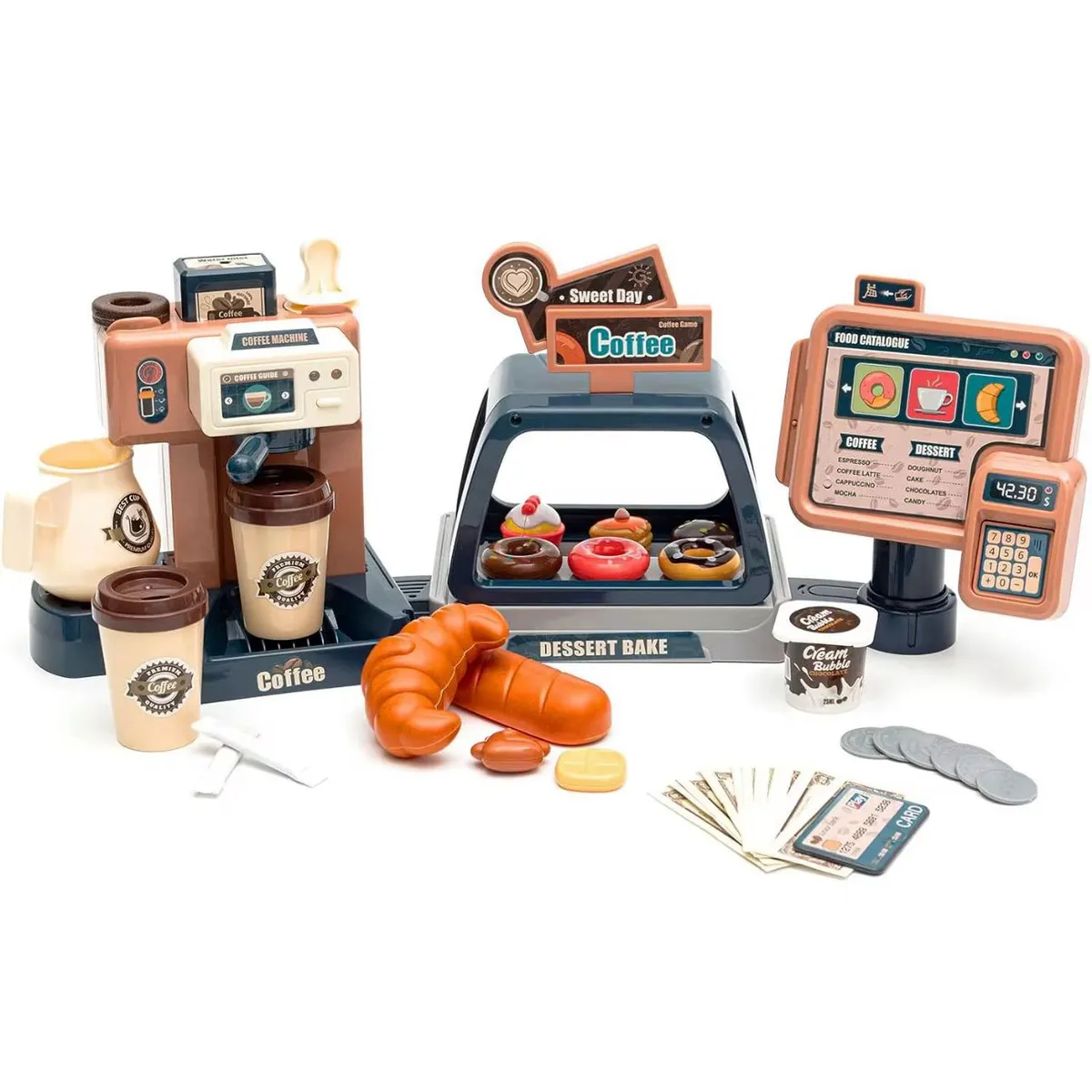 GENERICO - Juguete Cafetería 3 En 1 Registradora Cafetera Y Pasteles