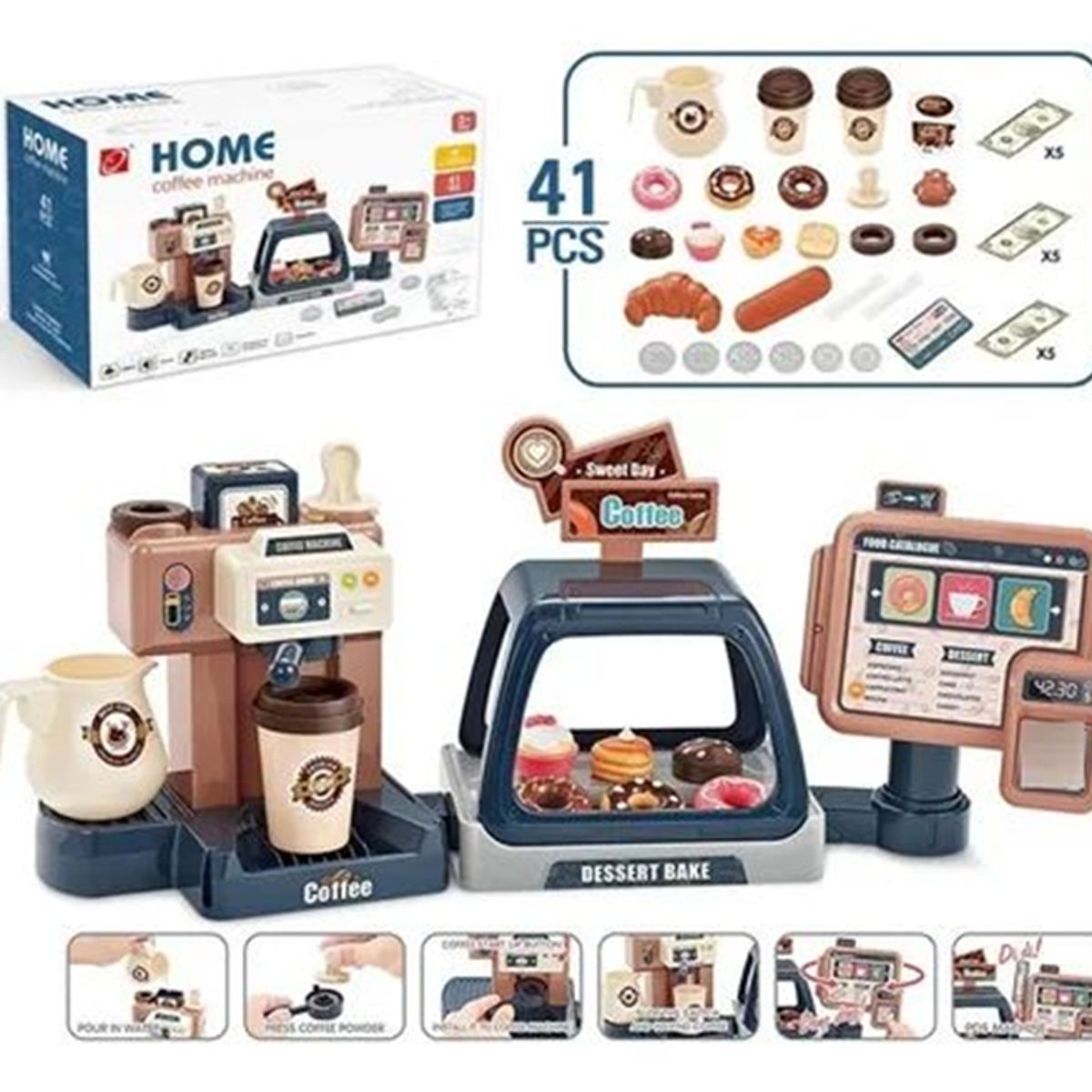 GENERICO - Juguete Cafetería 3 En 1 Registradora Cafetera Y Pasteles