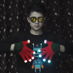 ROZENBERG SPA - Kit Par Guantes Tiktok Luces Led 6 Mode Instagram Rojo