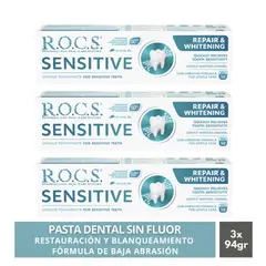 ROCS - Pack3 Pasta Dental Blanqueadora Sensitive 94g Sin Fluor