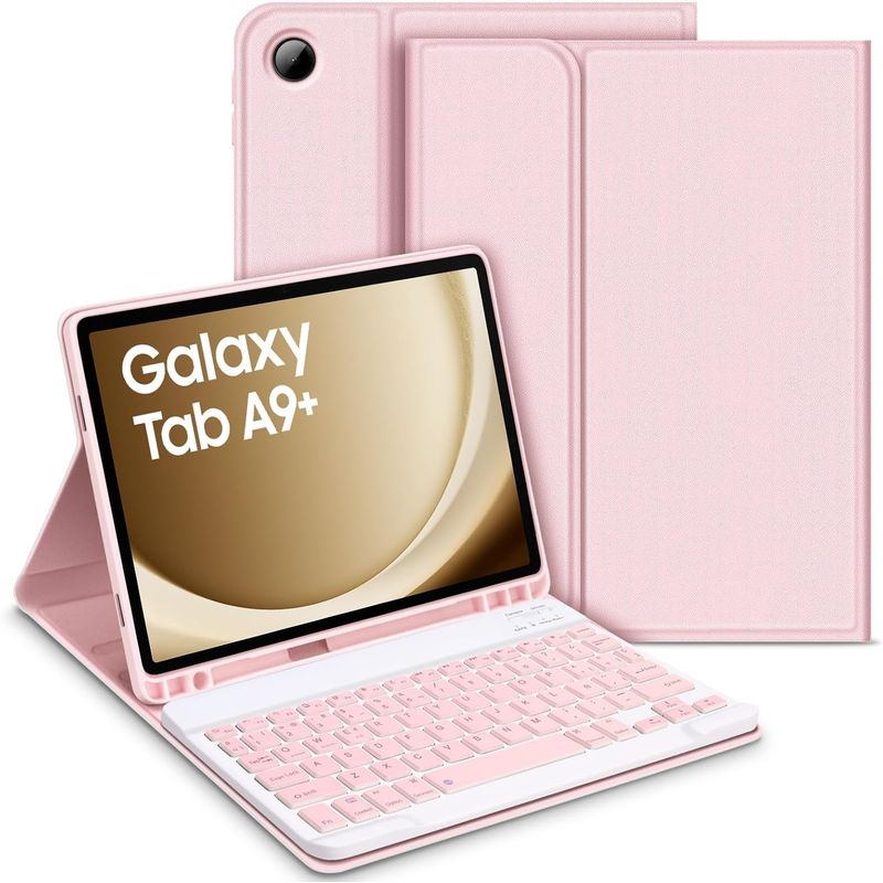 GENERICO - Funda Con Teclado Para Samsung Galaxy Tab A9+ 2023 11 Rosa Palo