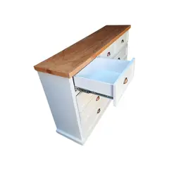 CASAHOGGAR - Comoda Rustica Bicolor Blanca Rojiza 150