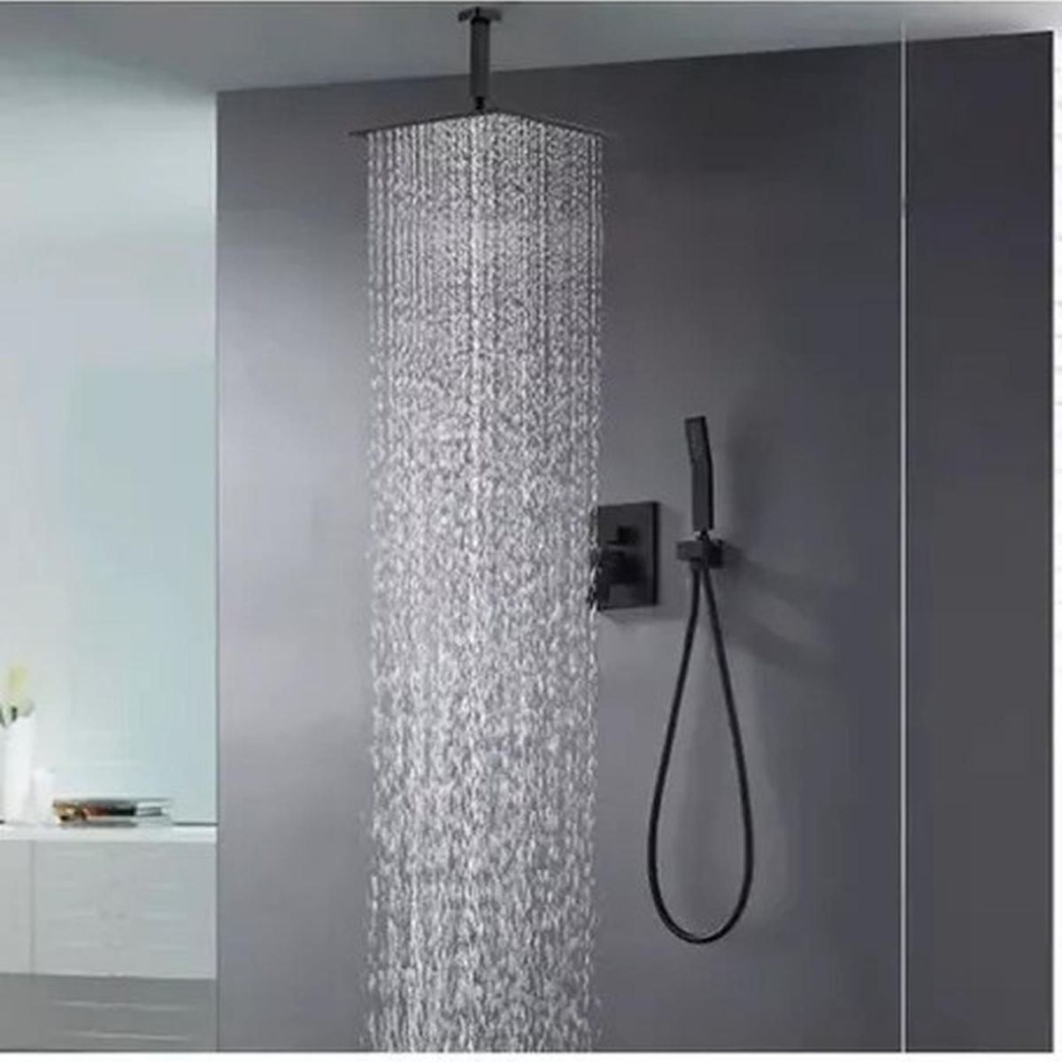 GENERICO - Plato Ducha Cuadrado Acero Inoxidable 25 Cm Negro