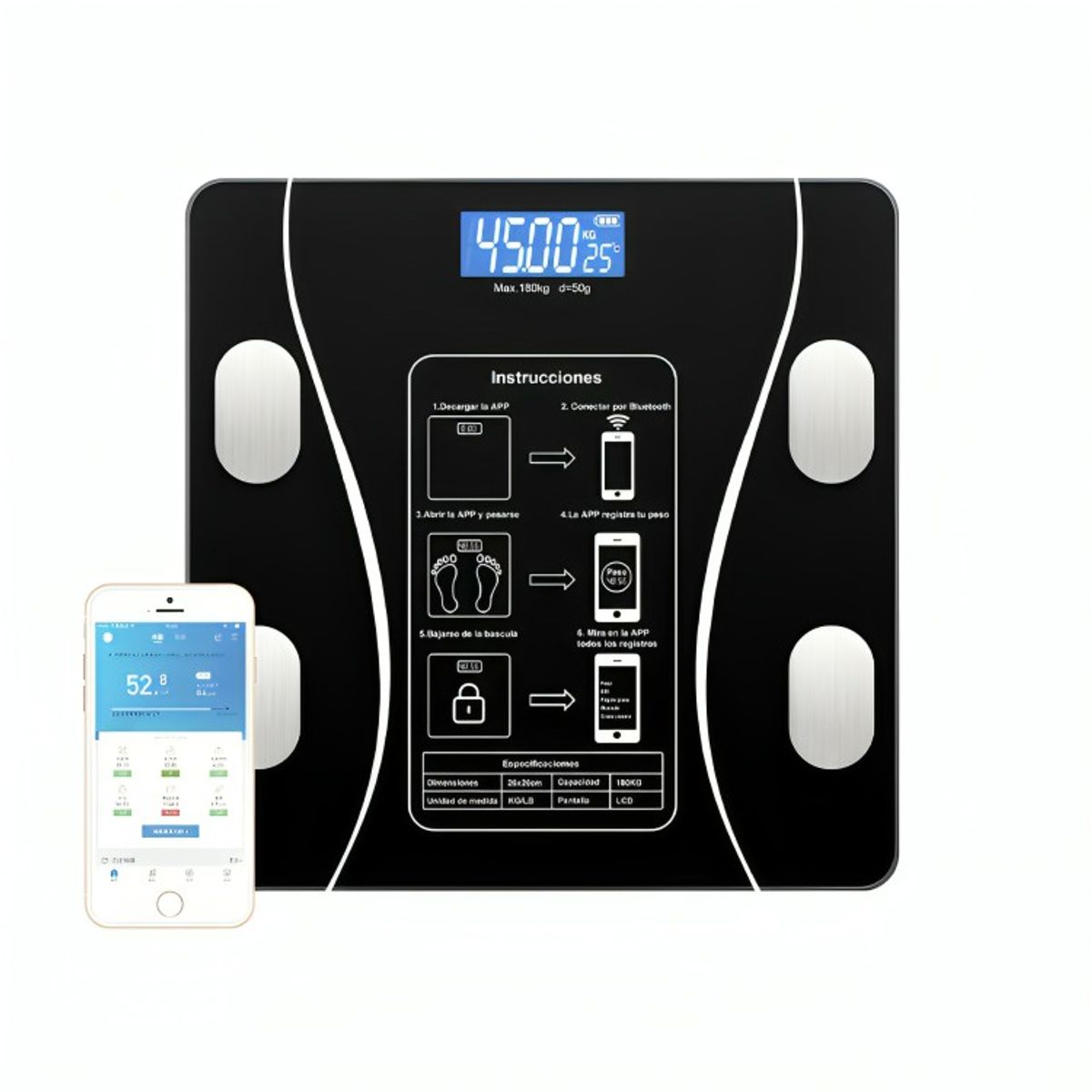 GENERICO - Balanza Digital Inteligente Bluetooth Baño App Smart